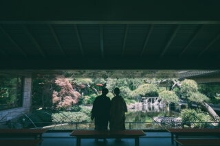 和装フォトを庭園で!