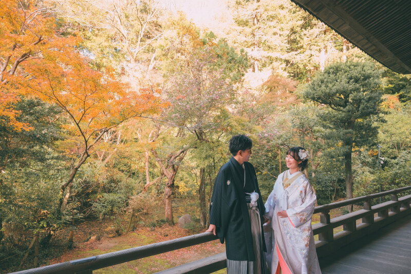 紅葉と和装