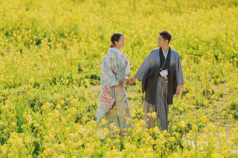 菜の花もレトロな街並みも♡和装で満喫する伊豆！