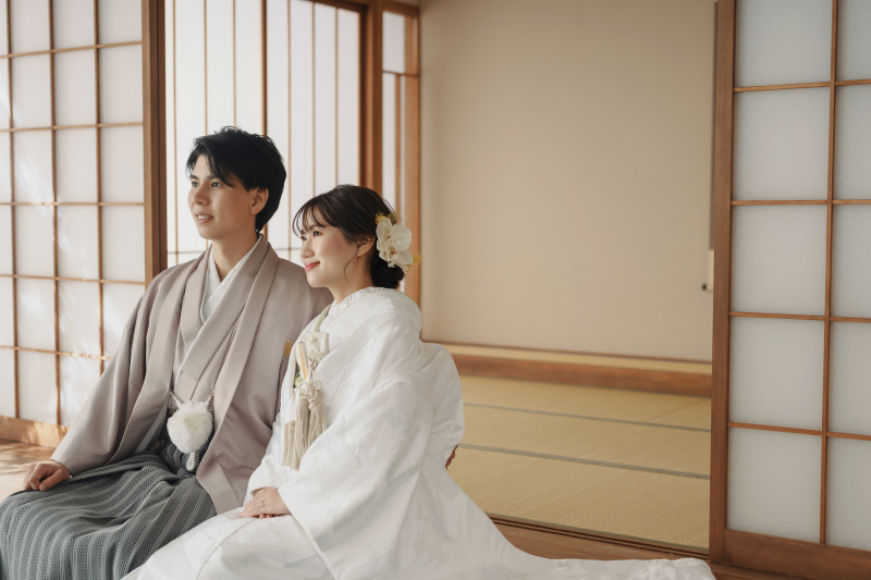 スタジオで緑やお花に囲まれて