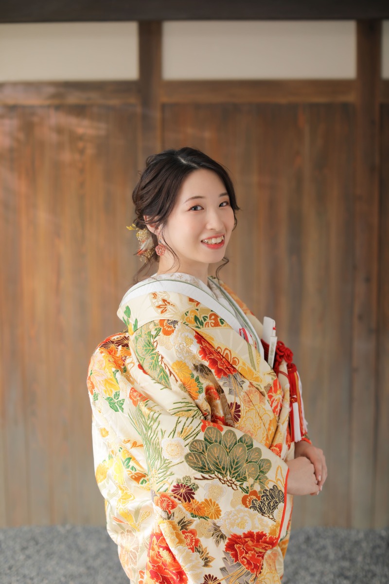 和装で屋内庭園スタジオ♩