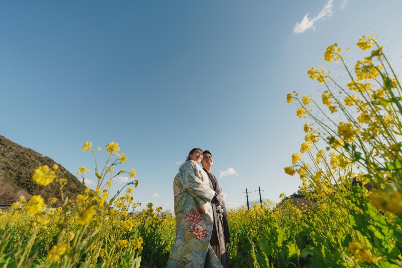 菜の花もレトロな街並みも♡和装で満喫する伊豆！