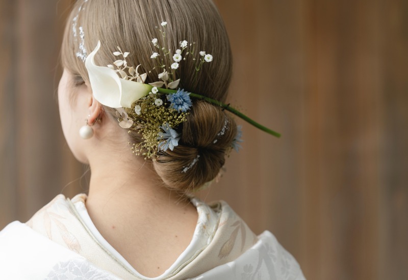 お花を使ったヘアメイク