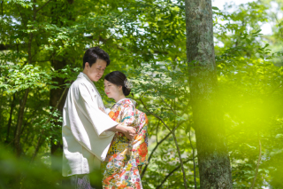 夏の自然の中での撮影を