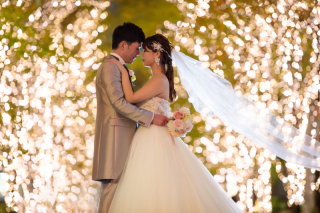 イルミネーションの中で前撮りを！