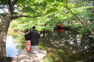 都心の真ん中で本格的な庭園撮影