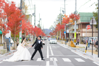 軽井沢の街中で