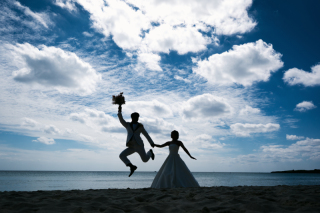 【青空ビーチ】いろいろな空を背景にしたシルエットフォト♪【サンセット】