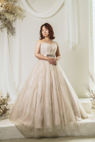 キラキラ～ミルクティーカラーのグリッタードレス