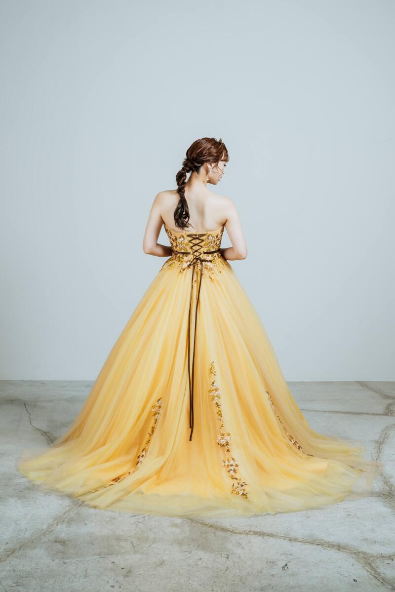 【DRESS】ミモザカラーのチュールドレス