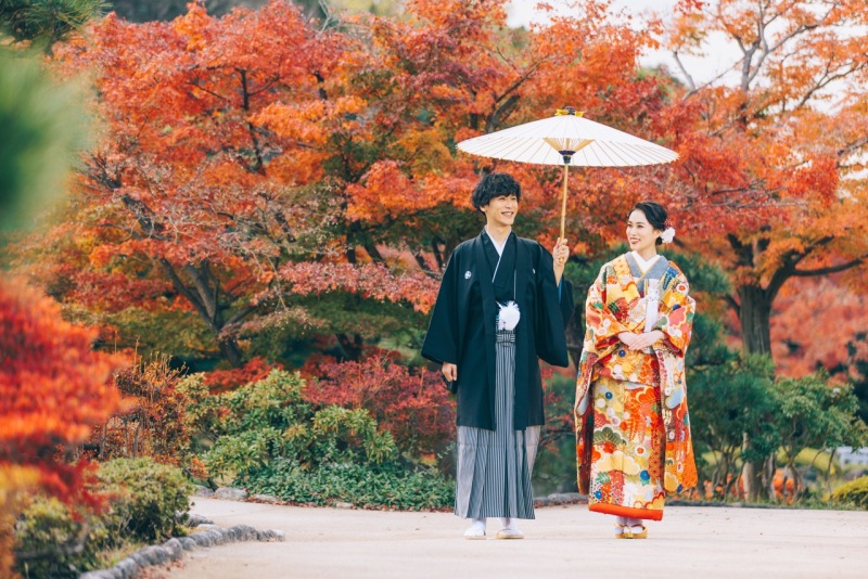 大仙公園日本庭園での紅葉撮影
