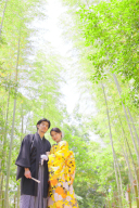 『竹林フォト』西南の杜で竹林な中で和装