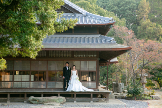高宮庭園茶寮　印象に残る背景での撮影