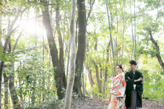 高宮庭園茶寮　緑に囲まれた撮影