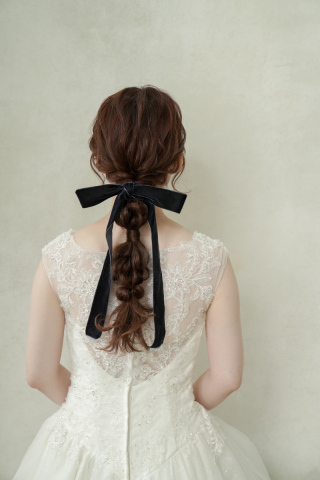 編みおろし×ベロアリボン♡