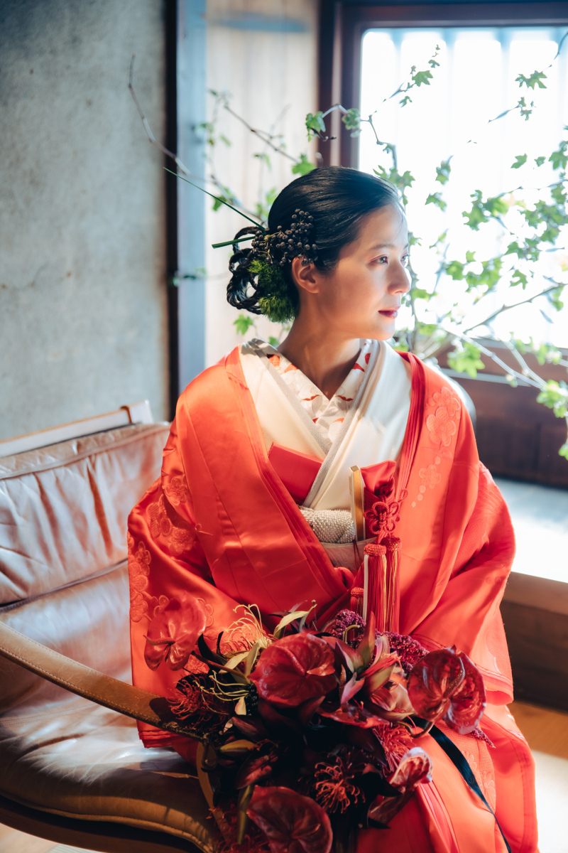 鮮やかな色打掛!「紅」「牡丹」