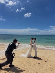 海風になびくロングベール