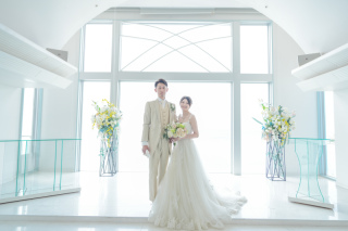 高層階にあるチャペルでの撮影風景