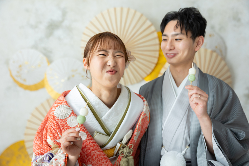 笑顔はじける屋内庭園スタジオ撮影