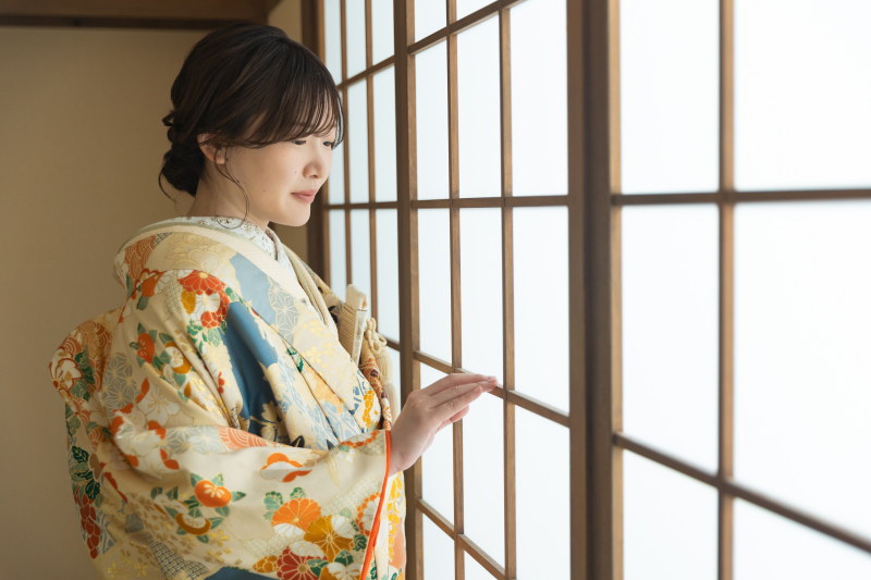 色打掛「慶長花比べ/アイボリー」