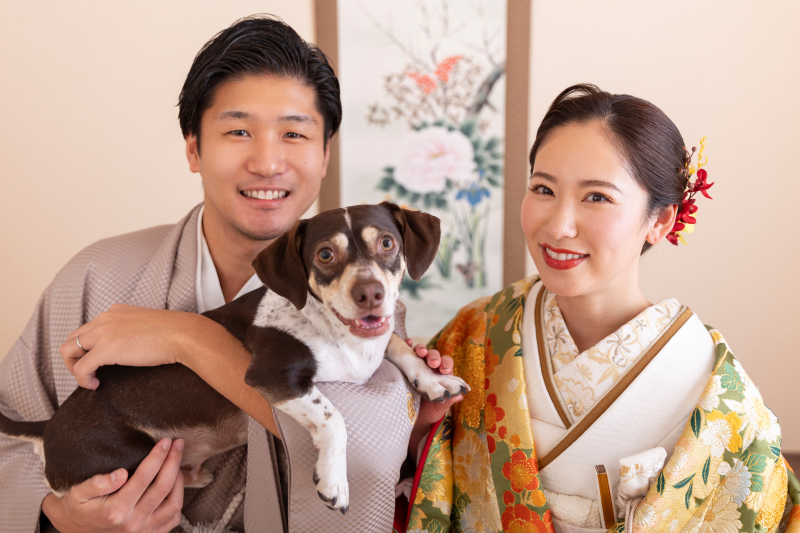 わんちゃんと屋内庭園スタジオ撮影!