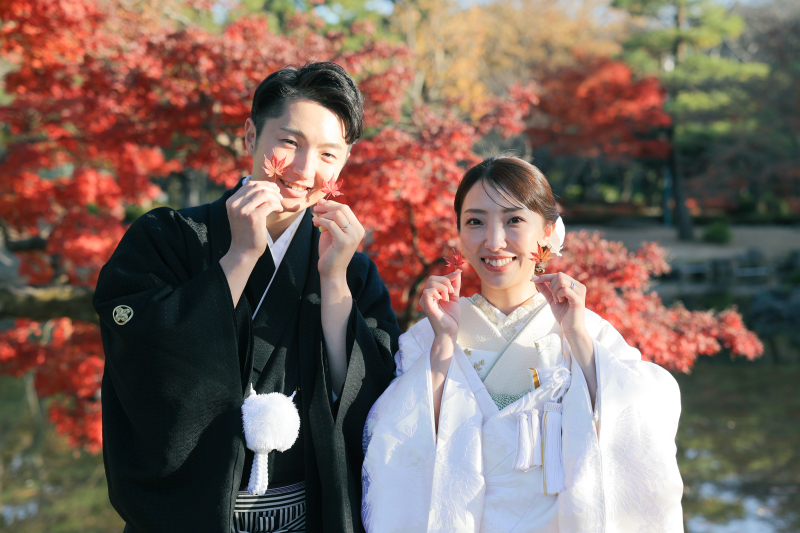 鶴舞公園和装ロケ白無垢（紅葉）