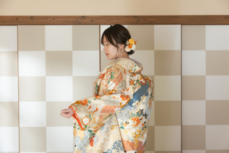 色打掛「慶長花比べ/アイボリー」