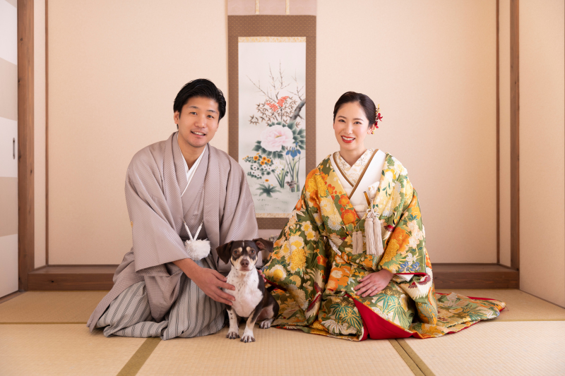わんちゃんと屋内庭園スタジオ撮影!