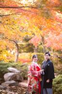 秋は和装の前撮りで、シックに大人っぽく、上品に