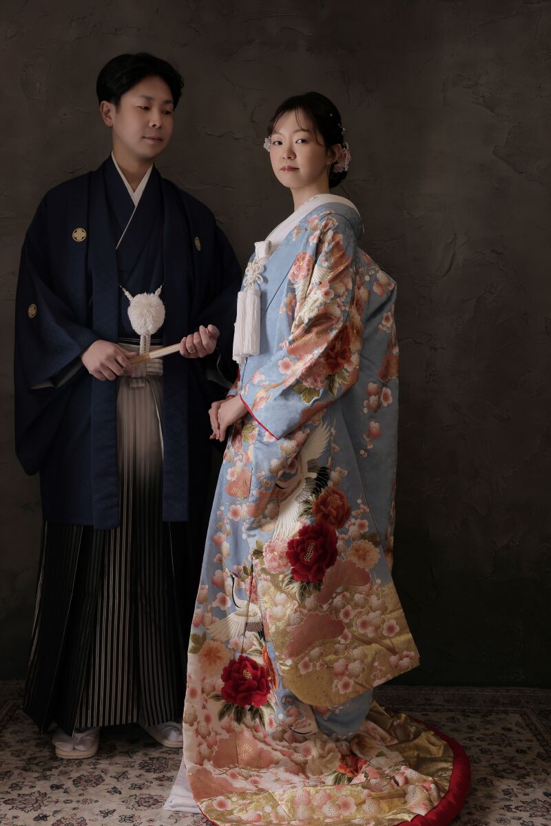 色打掛 紹介♡水色&times;桜 上品な色打掛