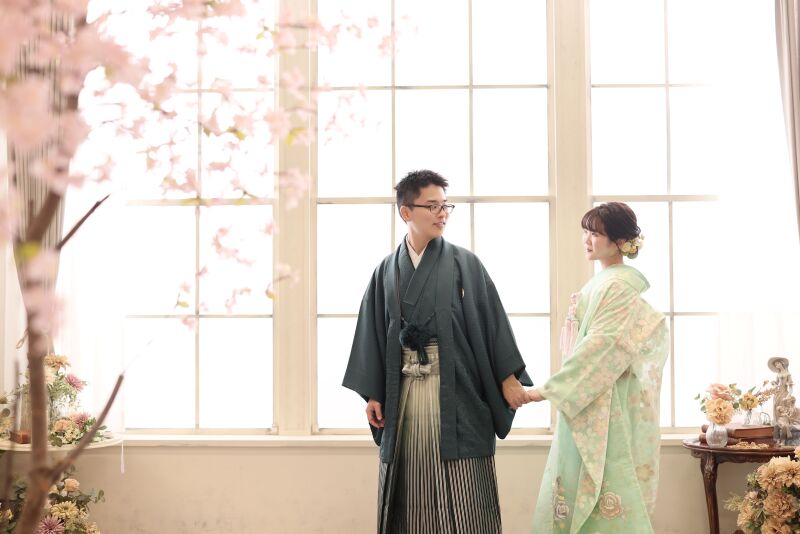 オーガンジー色打掛紹介♪〜優しい淡いグリーン【色グリーン】〜