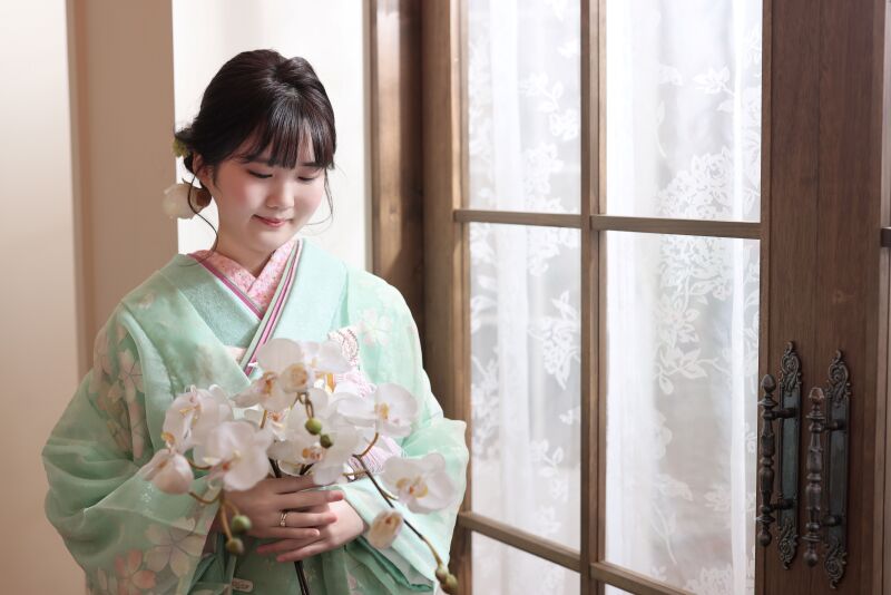 オーガンジー色打掛紹介♪〜優しい淡いグリーン【色グリーン】〜