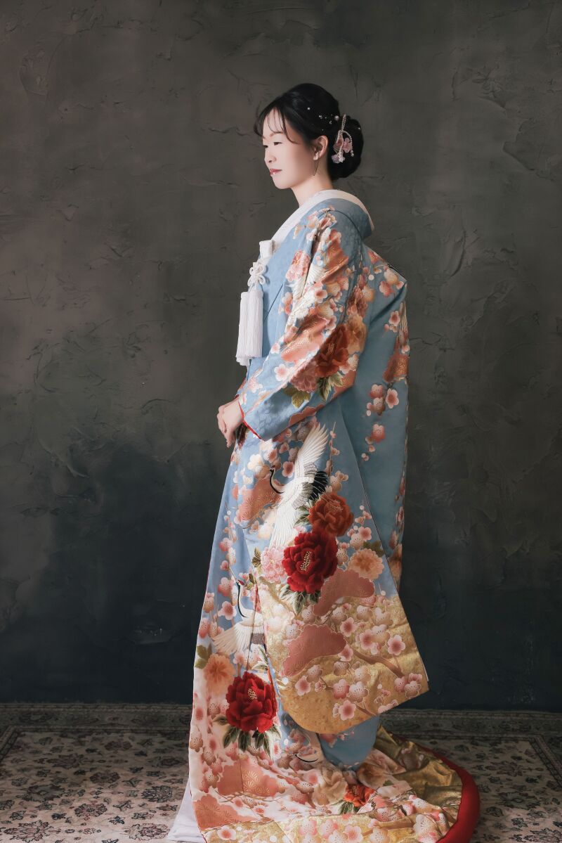 色打掛 紹介♡水色&times;桜 上品な色打掛