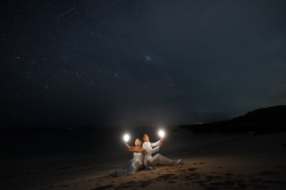 宮古島の満天の星空の下で