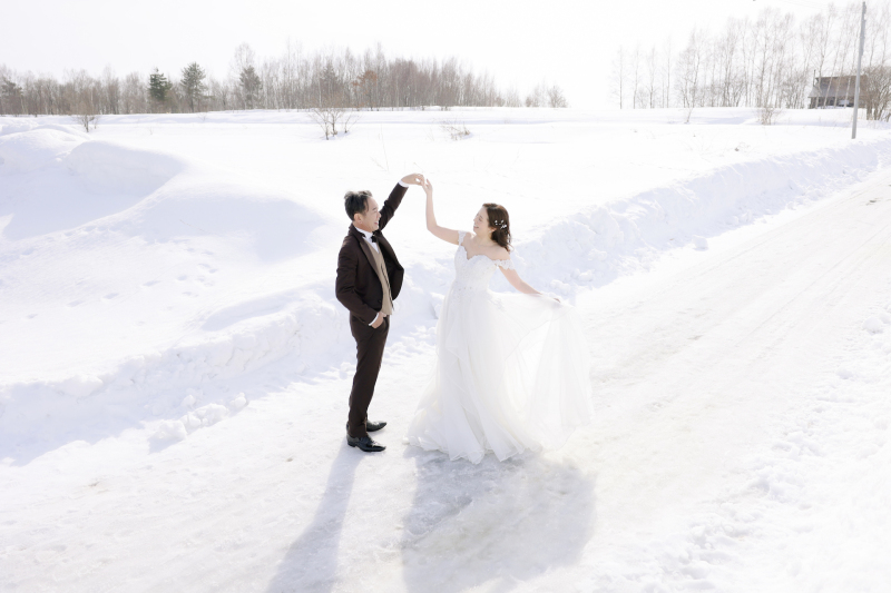 冬の北海道で撮るウェディングフォト