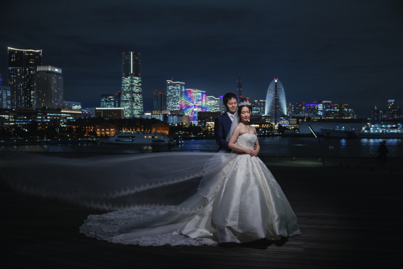 雪降る大桟橋夜景ロケーション！