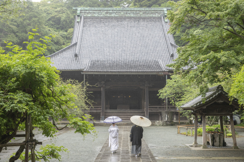 雨の日の妙本寺