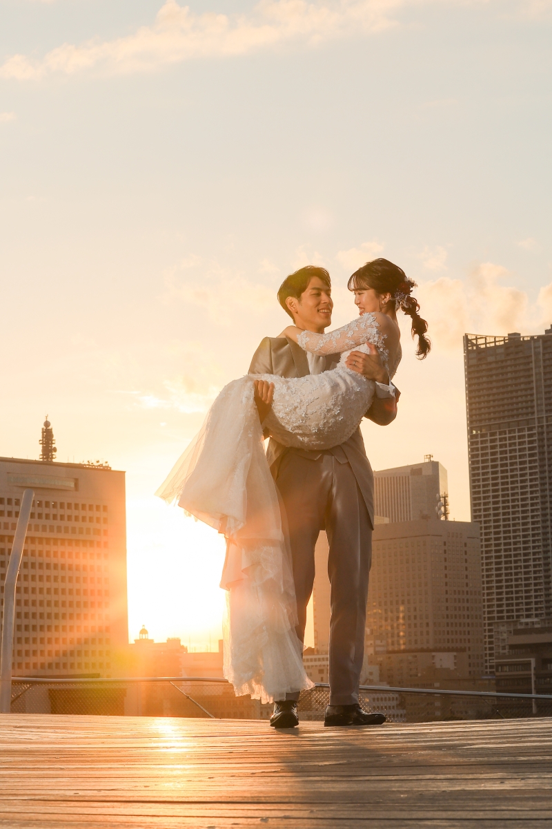 青空も夕景もよくばりに楽しんで　photo by 谷澤明美