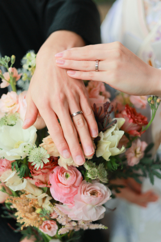 生花を使って和装を楽しんで photo　by　谷澤明美