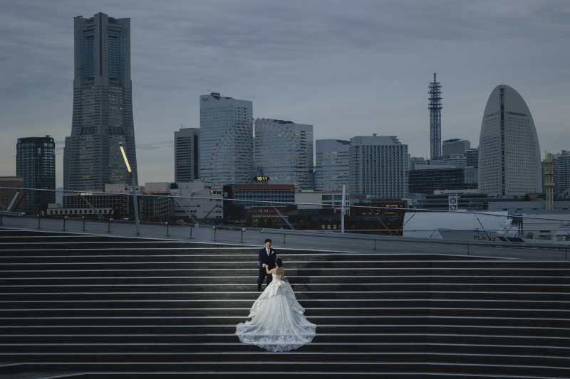 雪降る大桟橋夜景ロケーション！