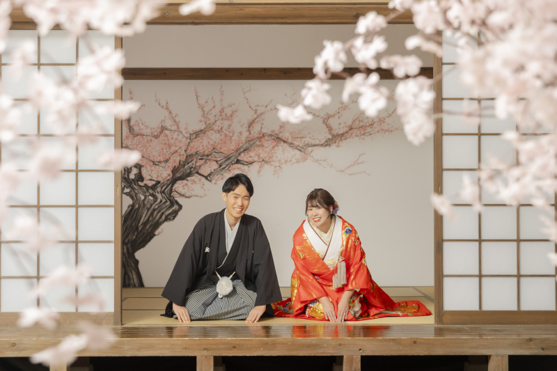 みなとみらい店の屋内庭園スタジオでいろいろな季節の背景で