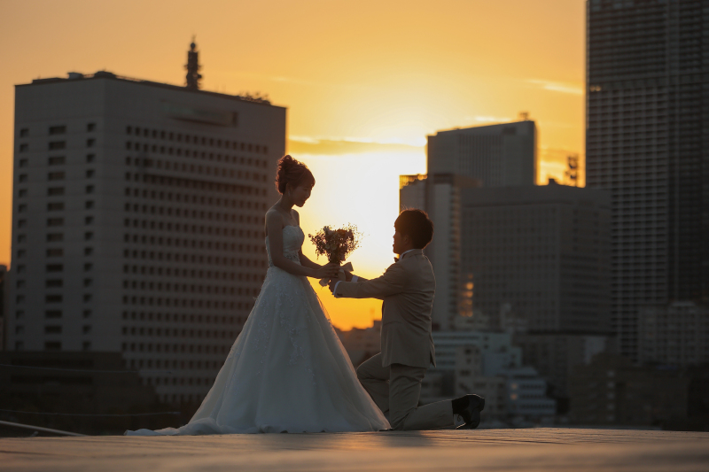 パステルカラーの夕景
