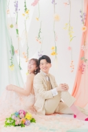 カラードレス×お花のカーテンでPOPに❤︎