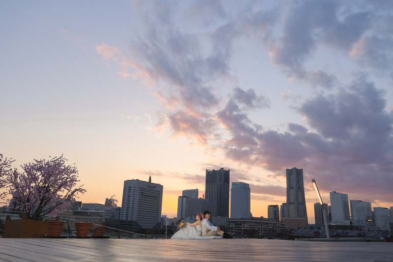 パステルカラーの夕景