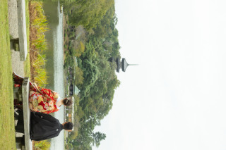 広い日本庭園で