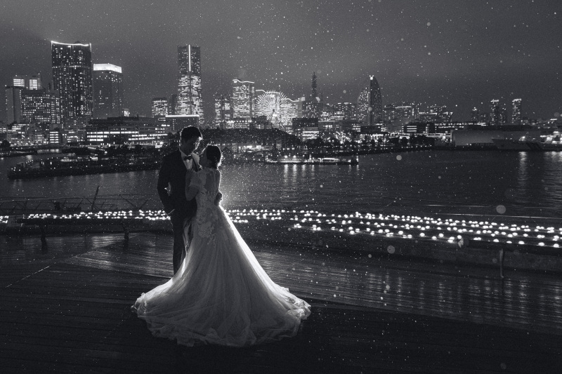 雨の日の大桟橋夜景 Photo by kenta ikeda
