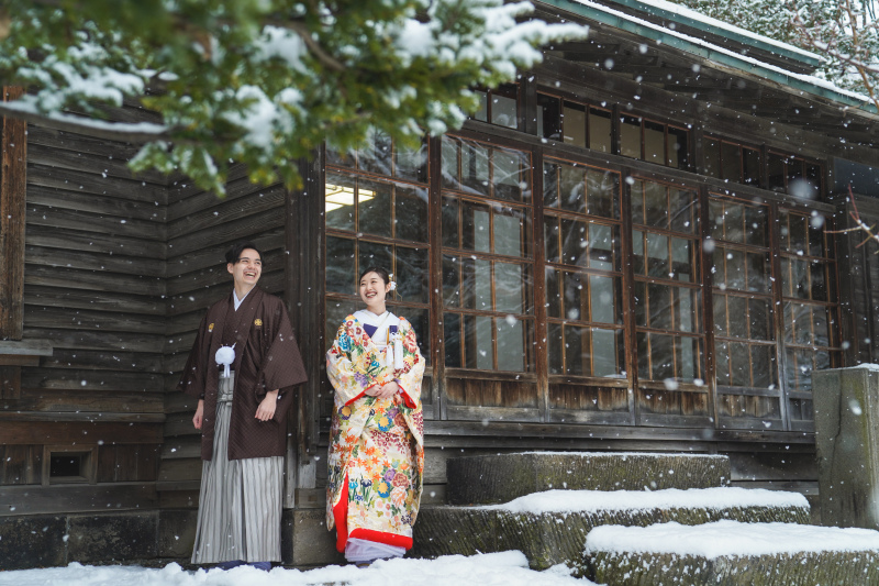 和装✕雪で北海道のウエディングフォト!気になる積雪の時期はいつ?☃