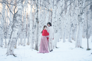 雪景色&times;白樺の木！札幌市内で叶える、北海道らしいウエディングフォト！