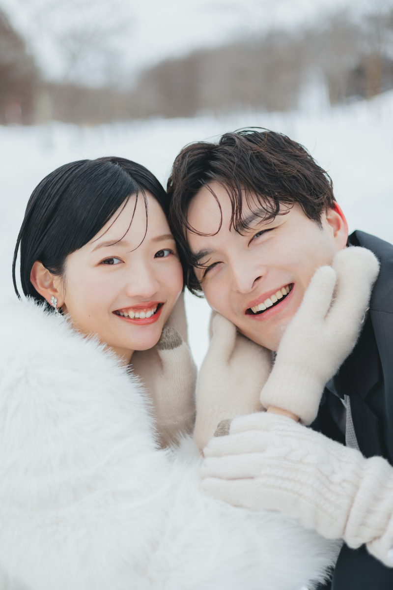 雪の中で幻想的なウェディングフォトに…♡