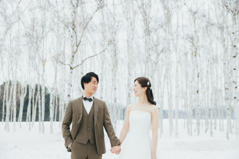 雪の中で幻想的なウェディングフォトに…♡